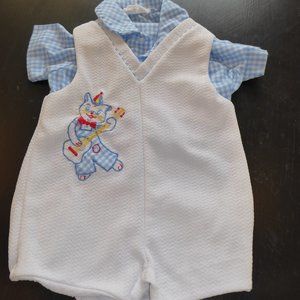 Vintage Tiny Tots Original Baby Boy 2 Piece Romper Outfit